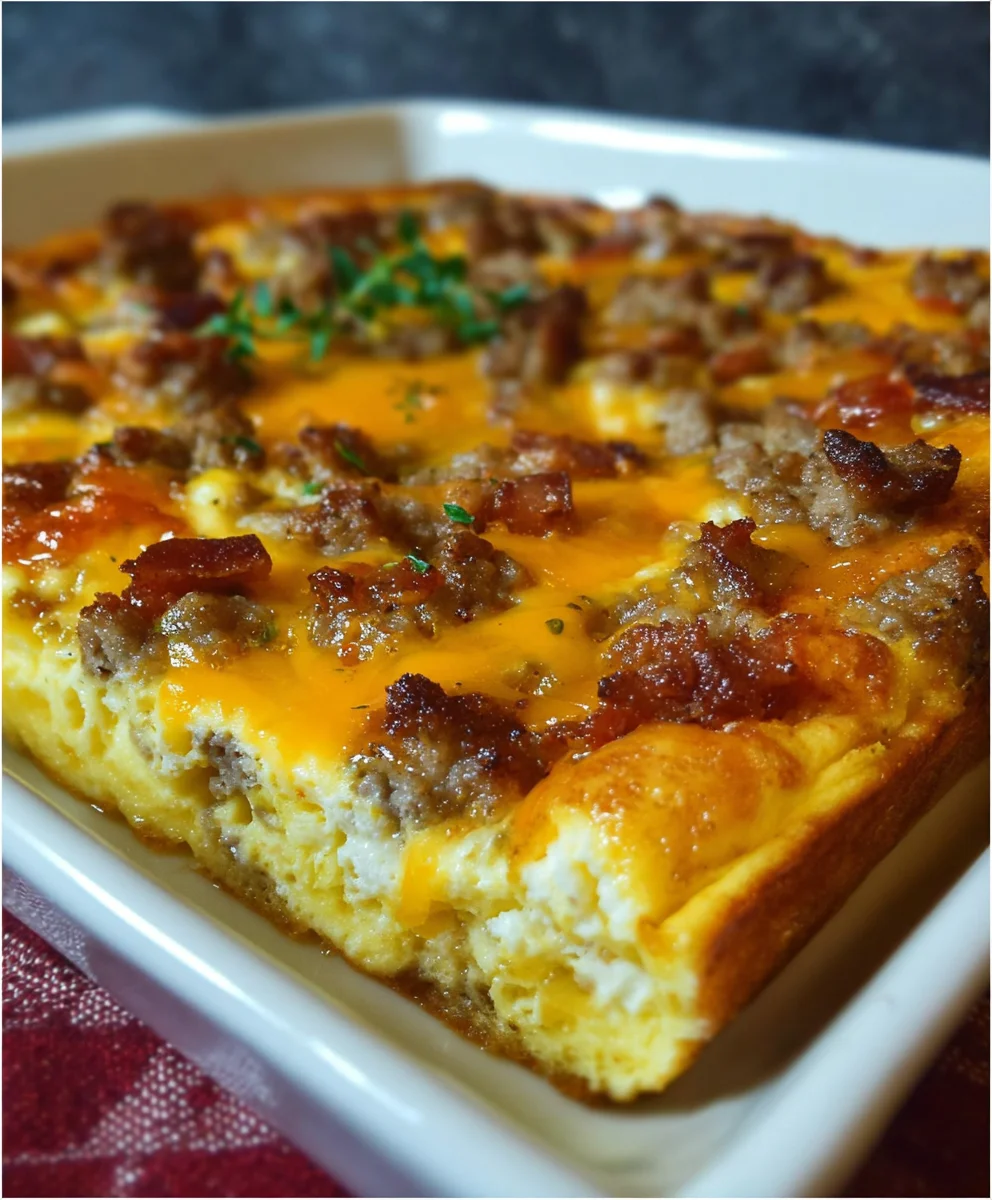 Easy Beef Egg Cheese Breakfast Casserole