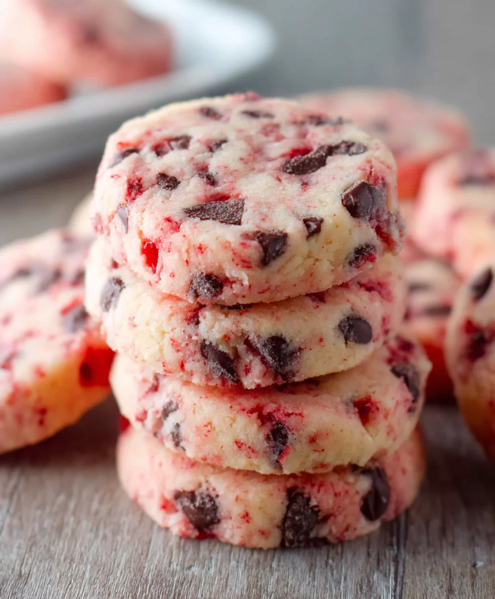 Cherry Chocolate Chip Shortbread Cookies - Easy Recipe