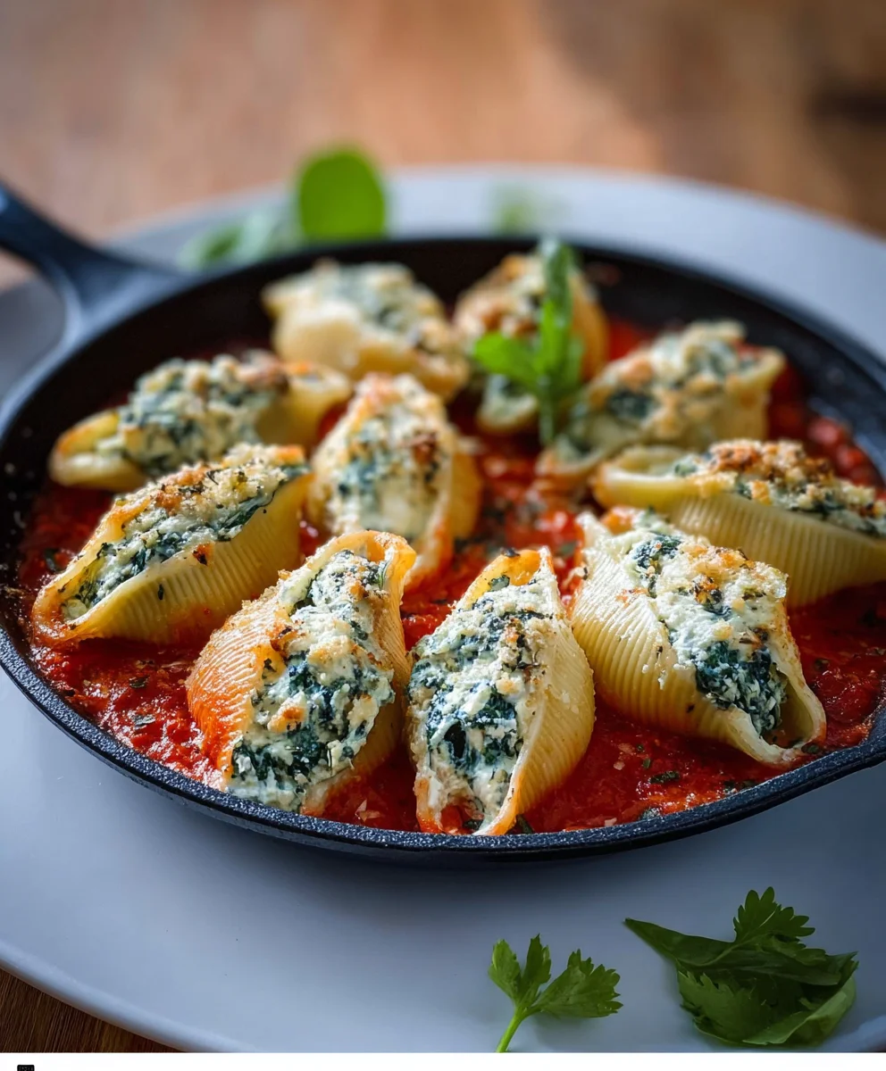 Spinach Ricotta Stuffed Shells - Easy Dinner Recipe