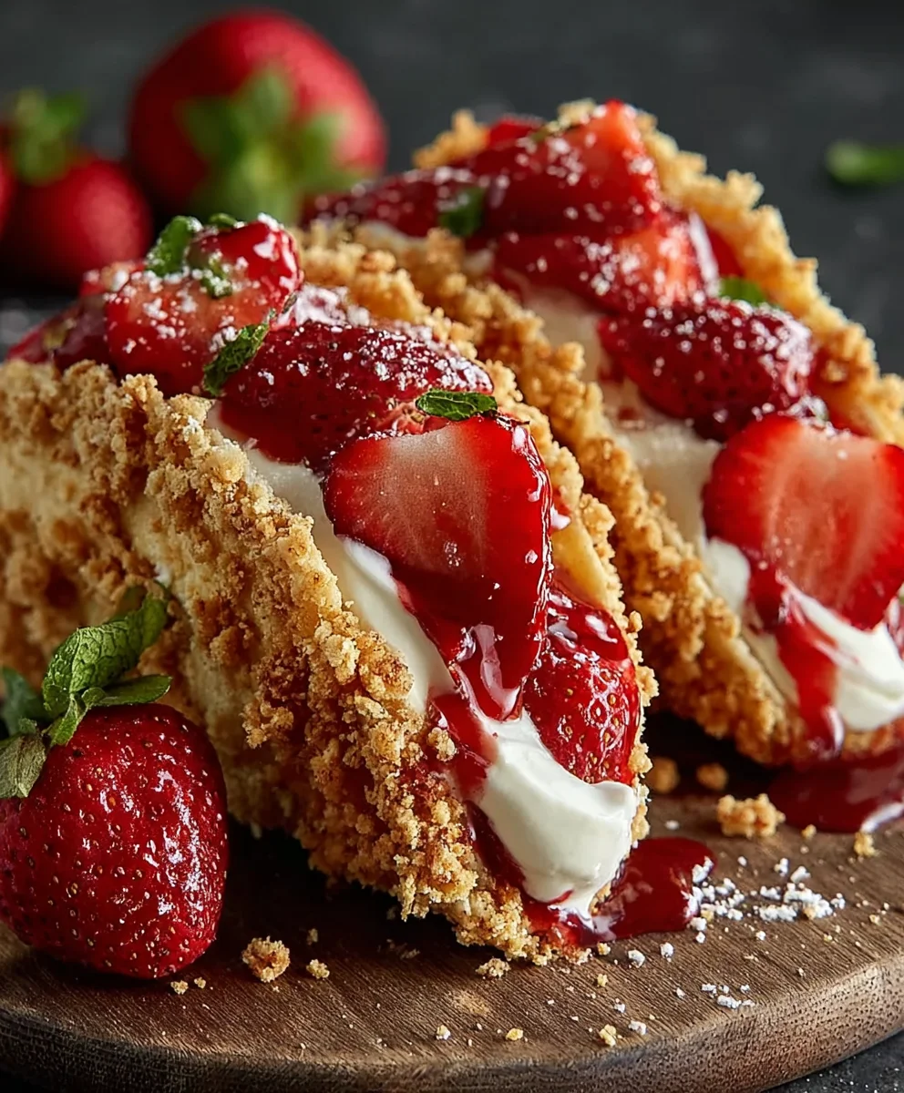 Strawberry Crunch Cheesecake Tacos-Deliciously Sweet