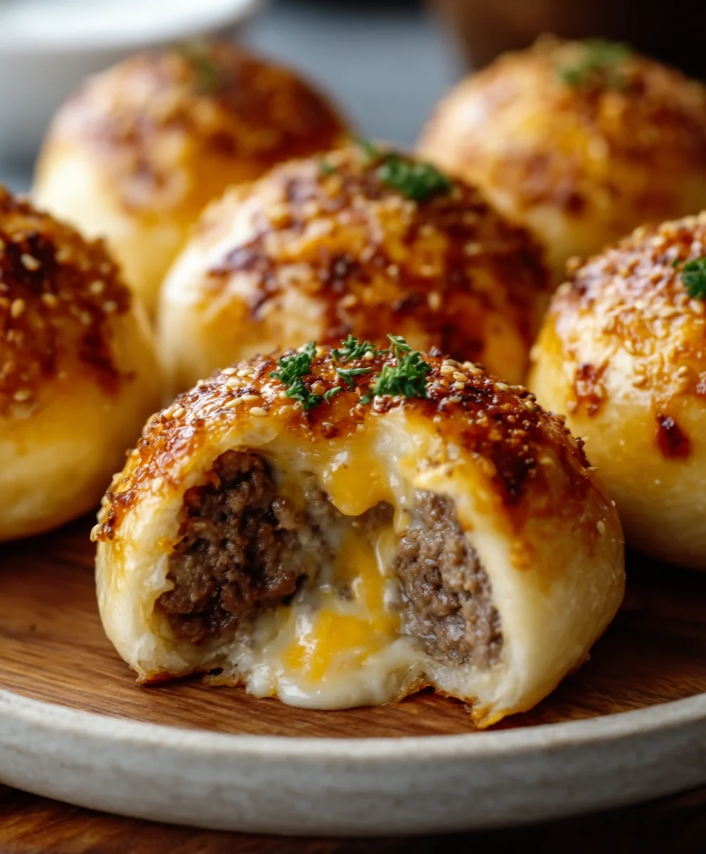 Garlic Parmesan Cheeseburger Bombs Recipe-Easy Bites