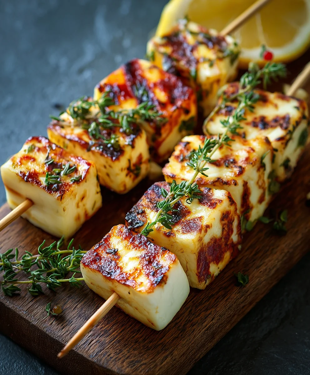 Grilled Halloumi Skewers - Lemon Thyme Flavor