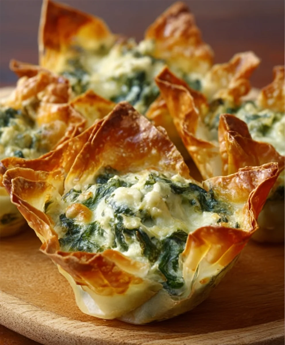 Spinach Artichoke Wonton Cups-Easy Appetizer