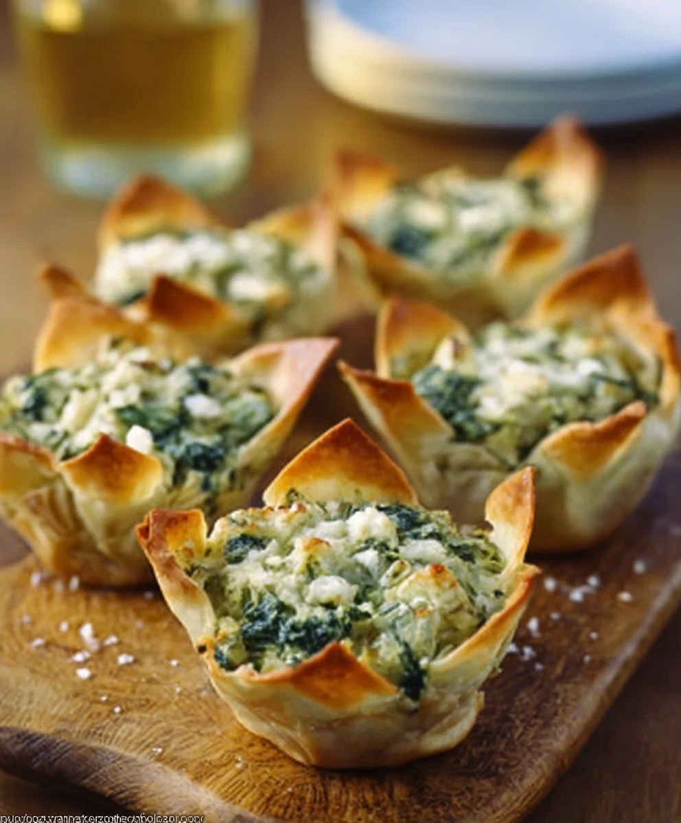 Spinach Artichoke Wonton Cups - Easy Appetizer