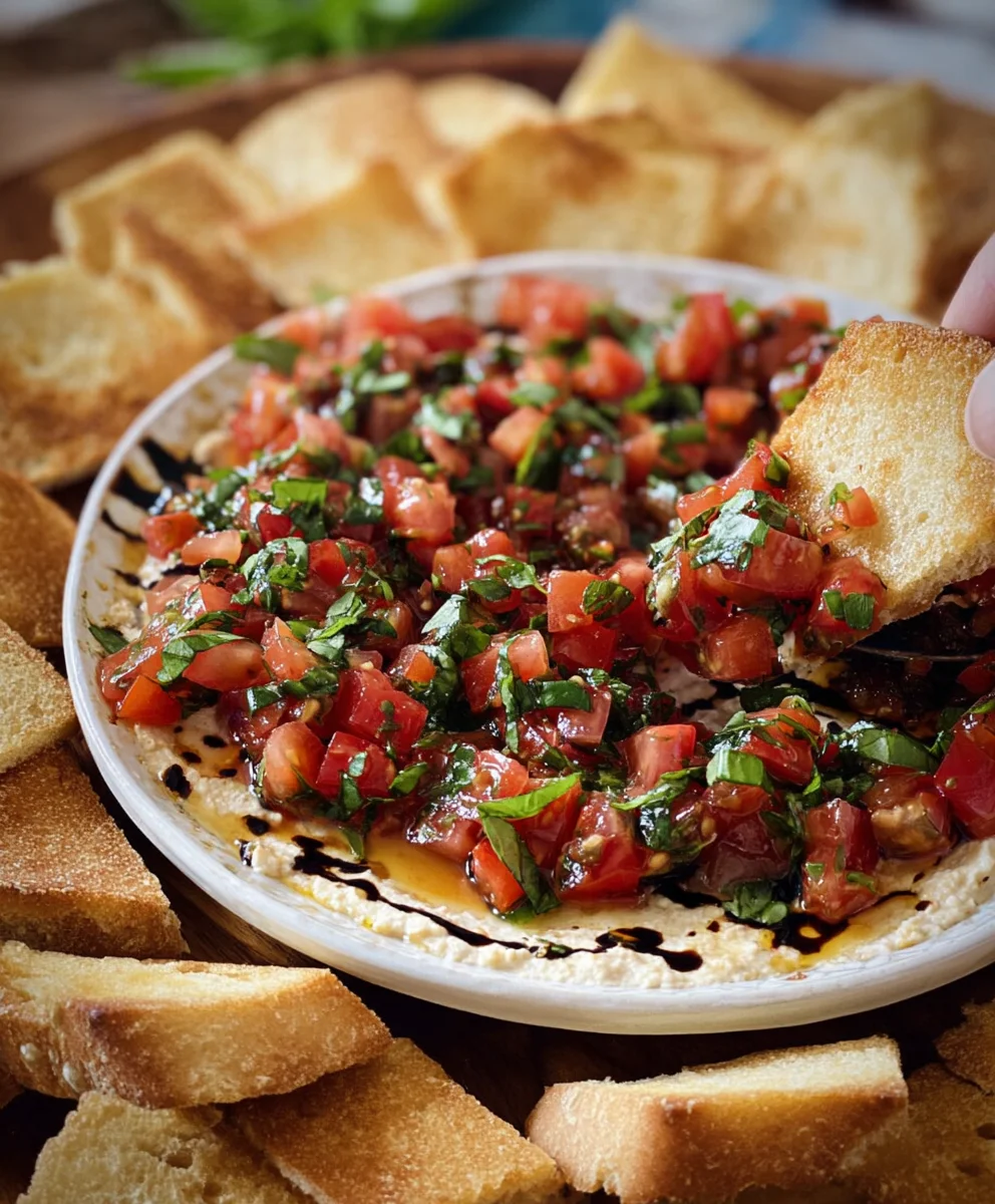 Easy Bruschetta Dip Recipe- Crowd-Pleaser Appetizer