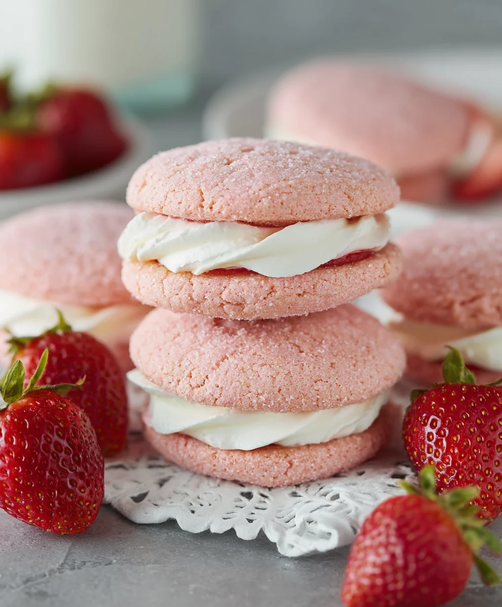 Strawberry Cake Mix Cookies-Easy Sandwich Treats