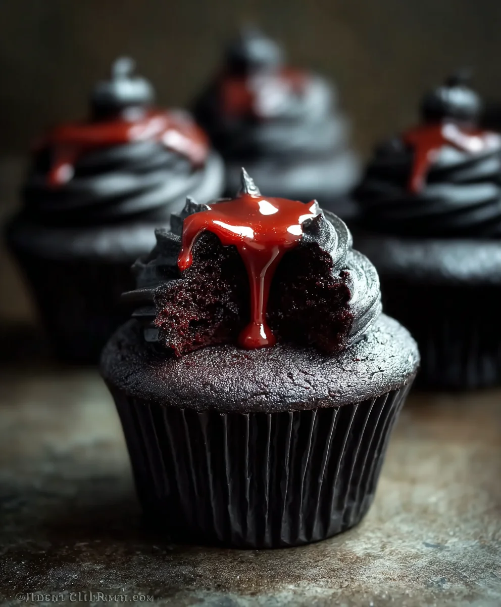 Spooky Halloween Black Cupcakes - Easy Recipe