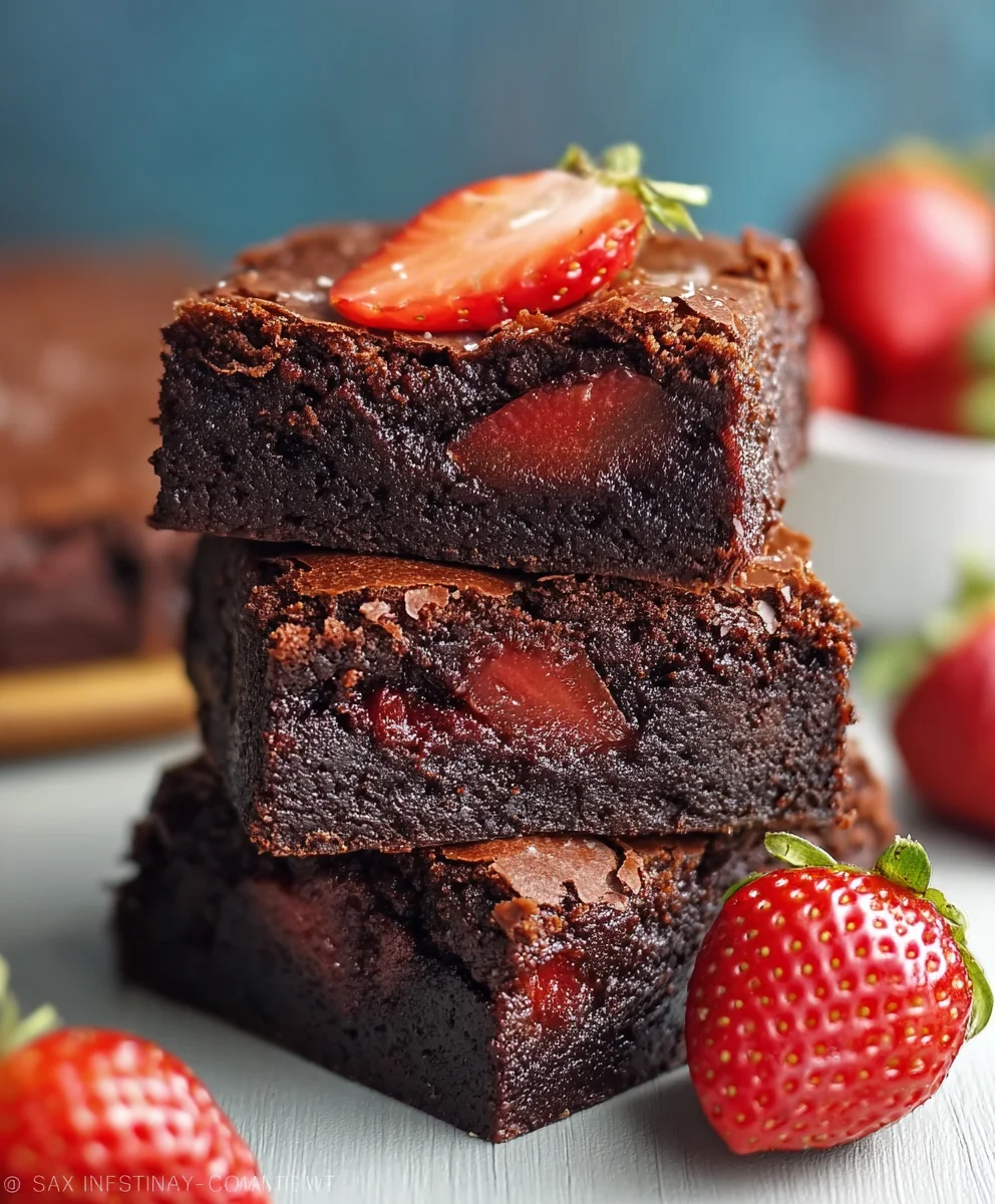 Luscious Chocolate Strawberry Brownies-Decadent Dessert
