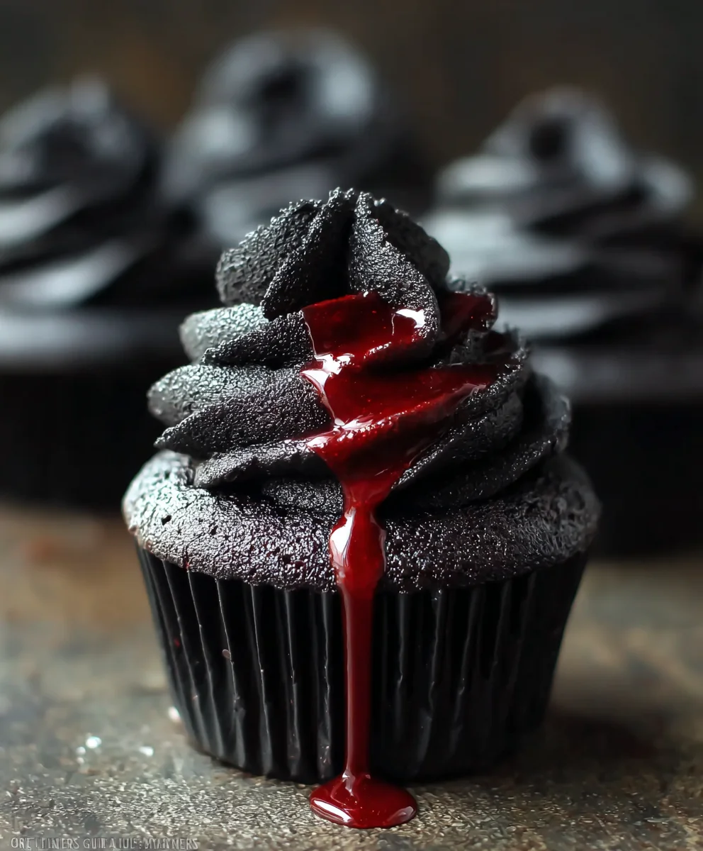 Spooky Halloween Black Cupcakes - Easy Recipe