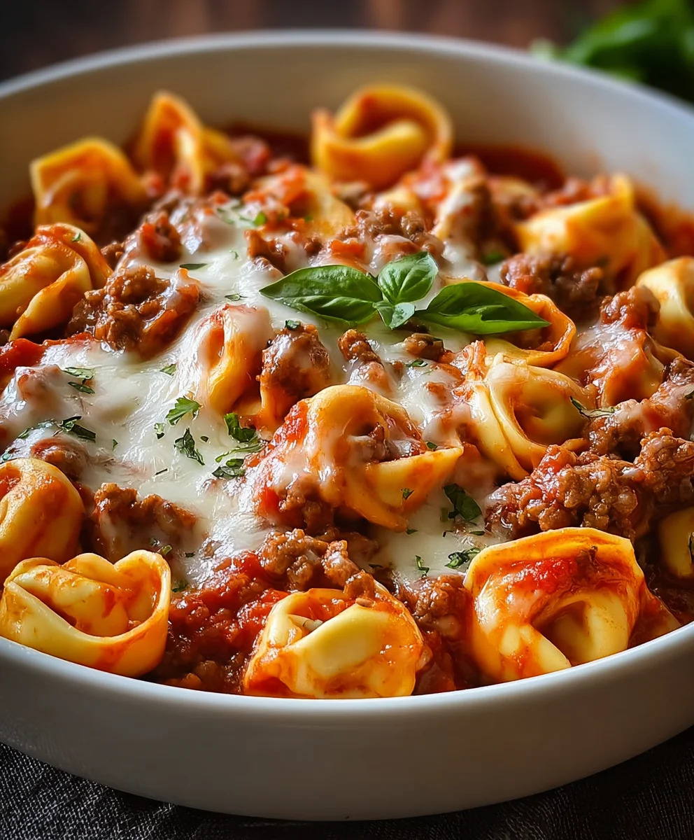 Easy Beef Cheese Tortellini Bake Recipe