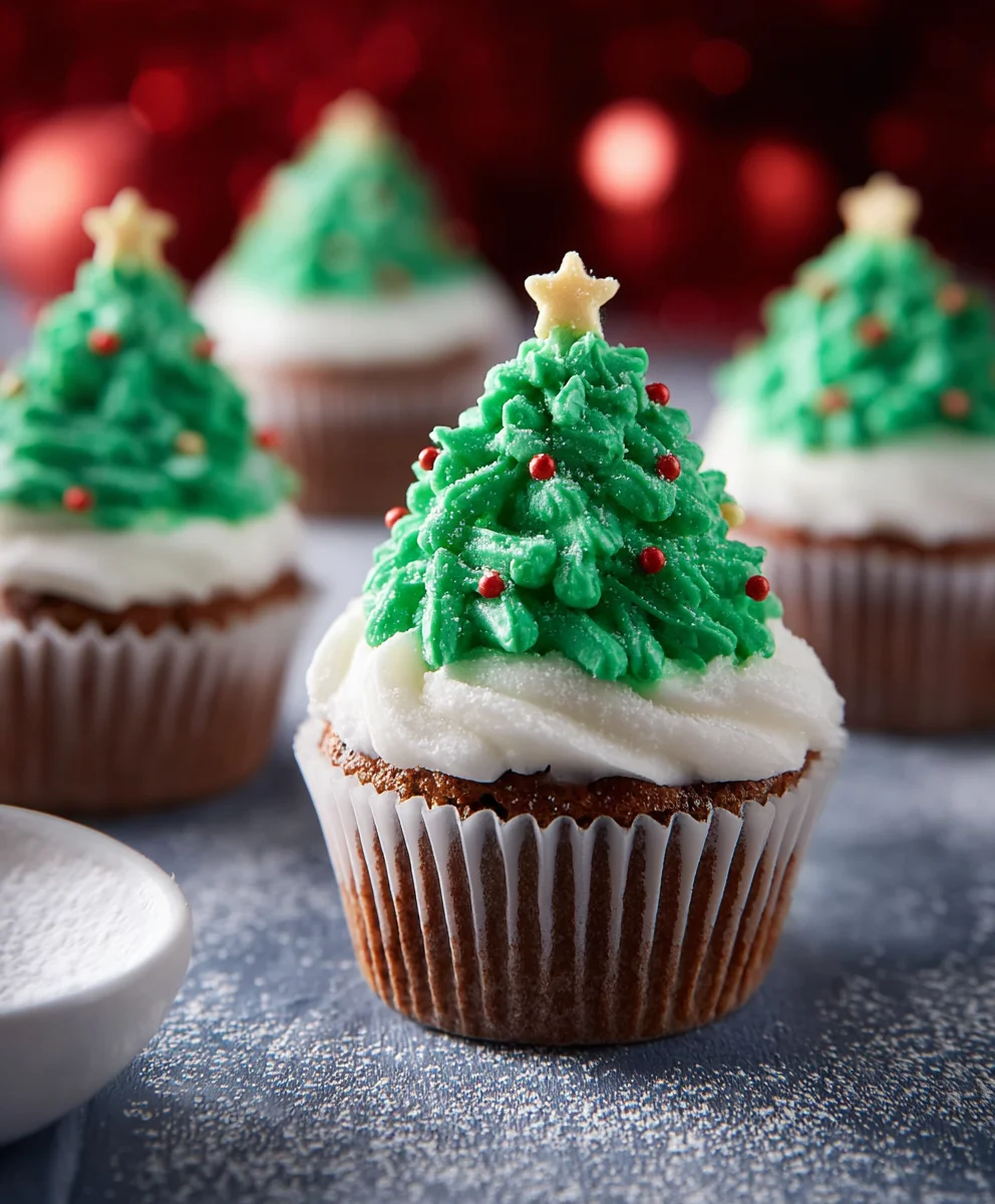 Festive Christmas Tree Cupcakes-Easy Holiday Dessert