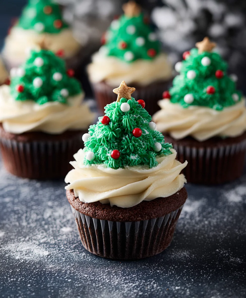 Festive Christmas Tree Cupcakes-Easy Holiday Dessert