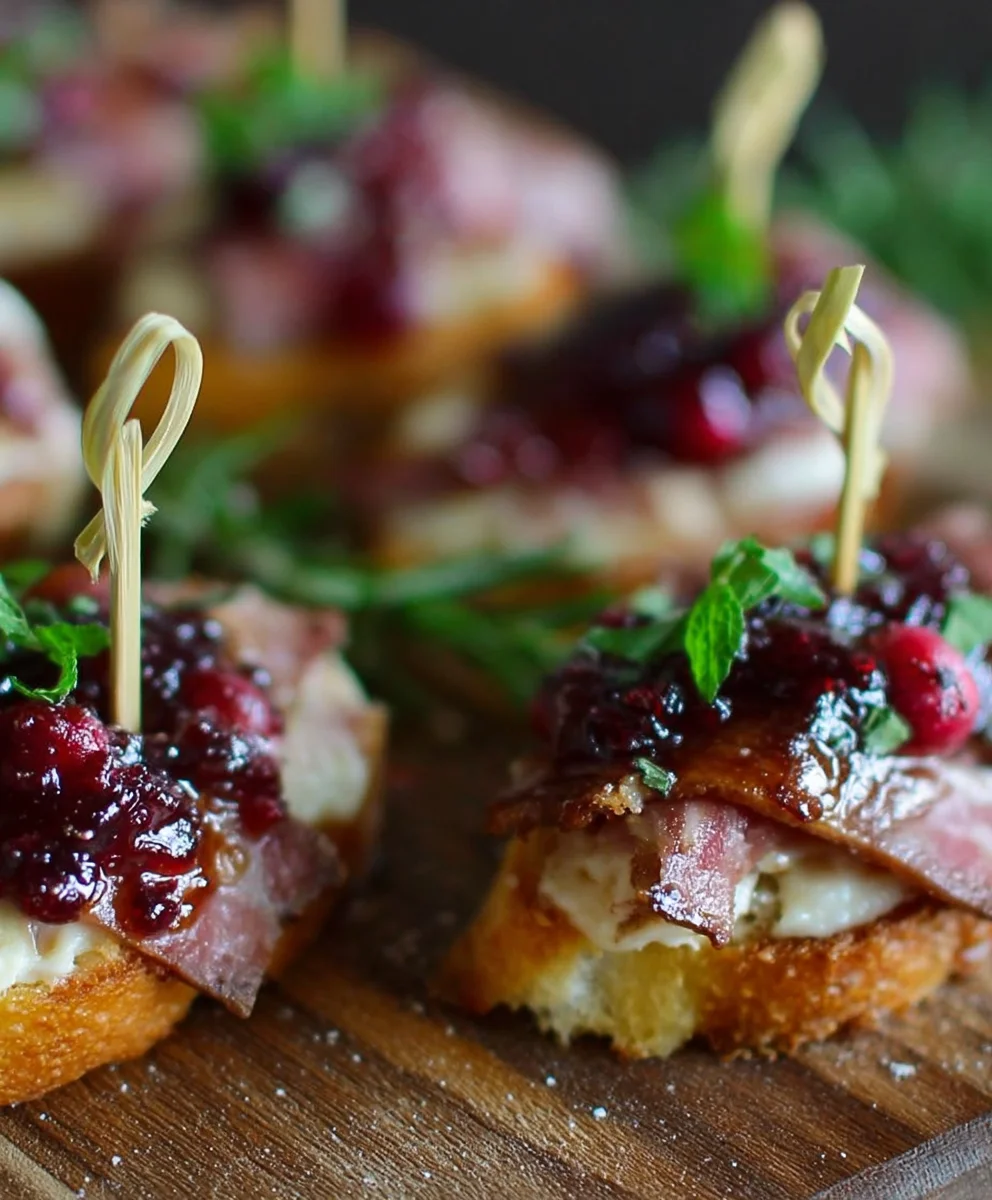 Cranberry Beef Prosciutto Brie Crostini - Easy Appetizer