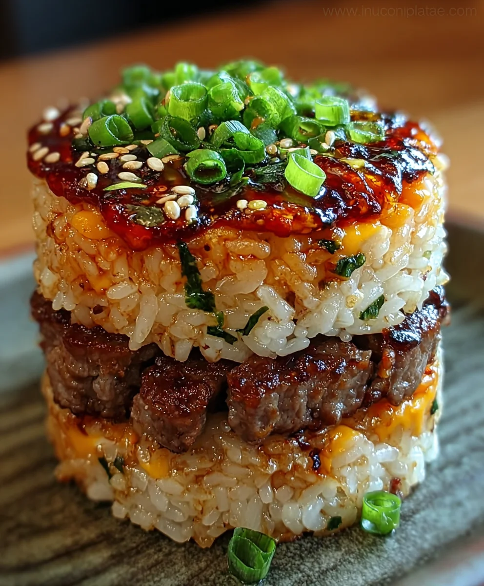 Easy Korean Beef BBQ Rice Stack Recipe