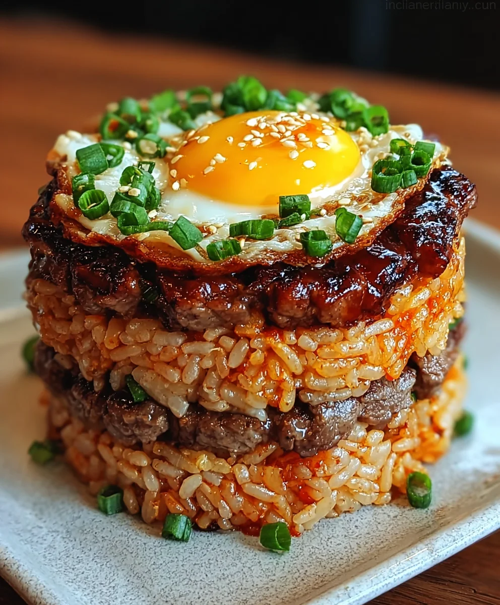 Easy Korean Beef BBQ Rice Stack Recipe
