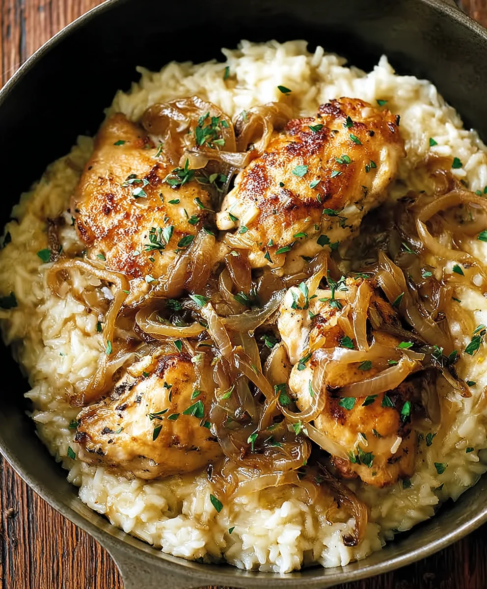 French Onion Chicken Rice - Easy Flavorful One-Pan Meal