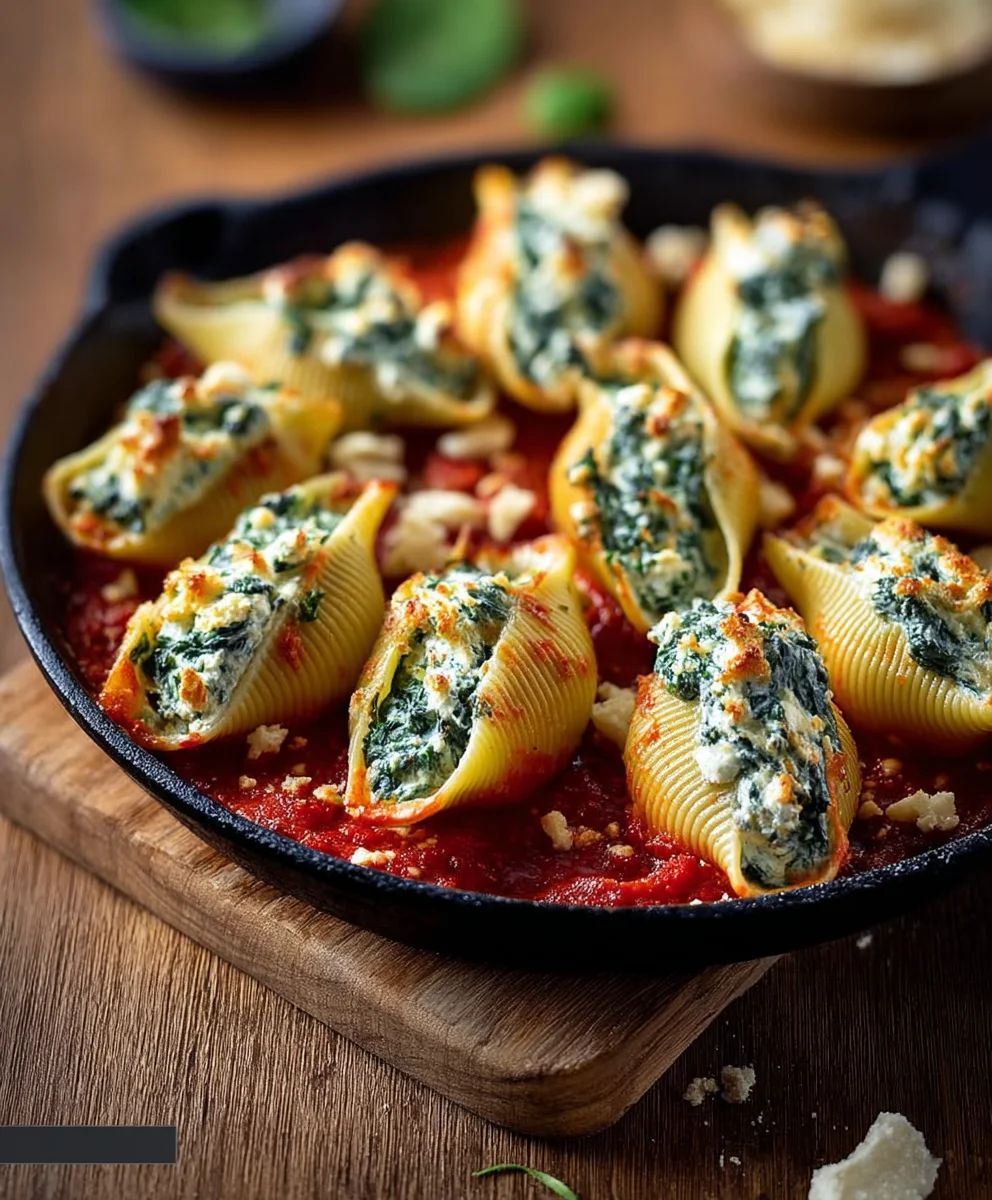 Spinach Ricotta Stuffed Shells - Easy Dinner Recipe