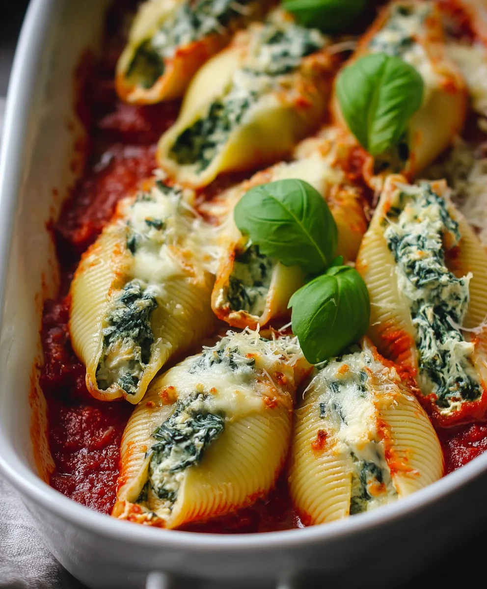 Easy Spinach Ricotta Stuffed Shells Recipe
