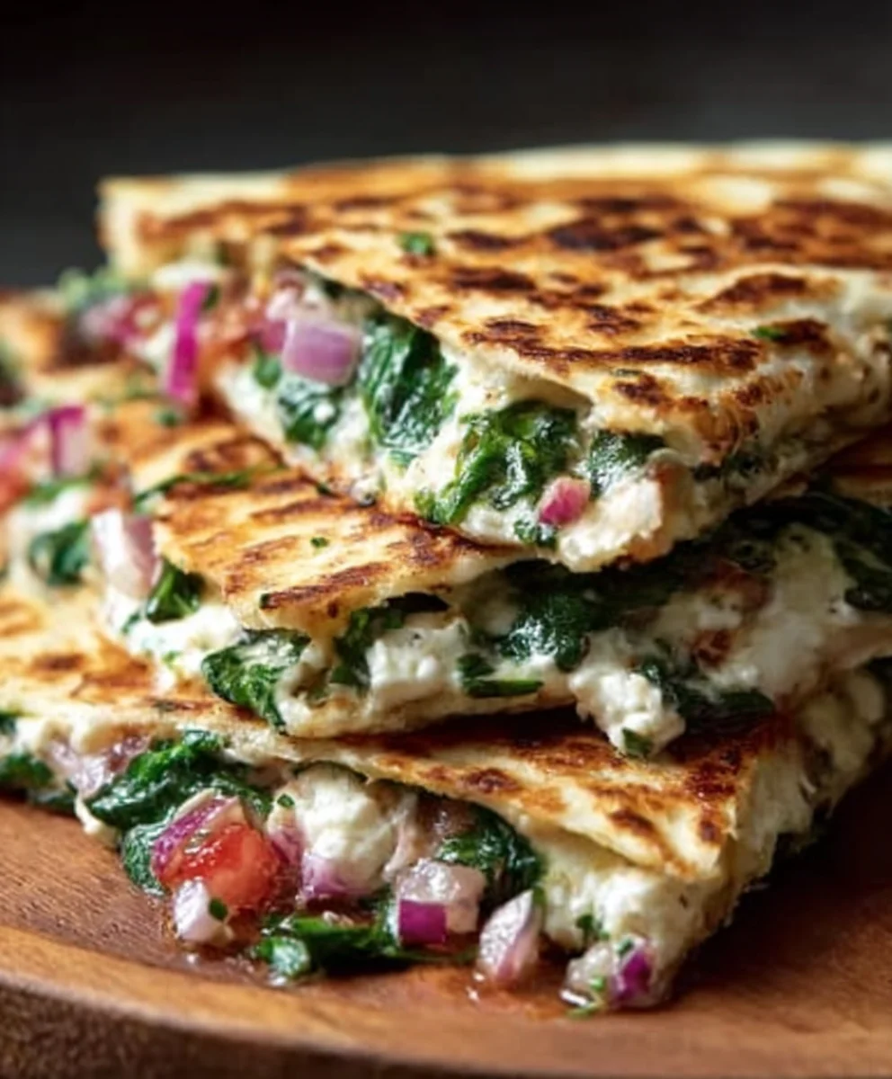 Easy Spinach Feta Quesadillas - Quick & Delicious