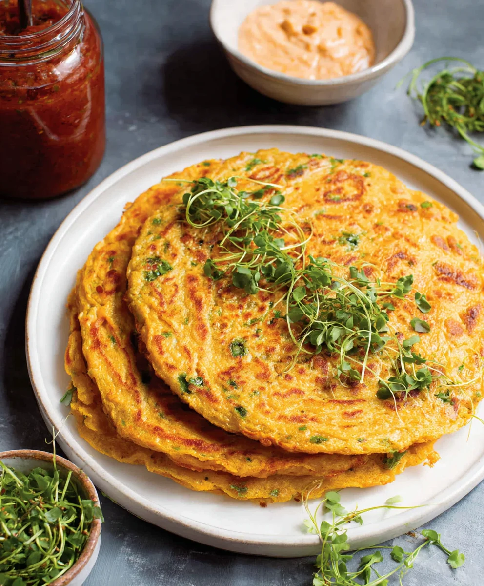 Masoor Dal Chilla - Delicious Red Lentil Savory Pancakes