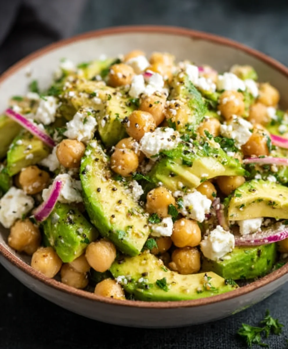 Chickpea Feta Avocado Salad - Easy & Delicious