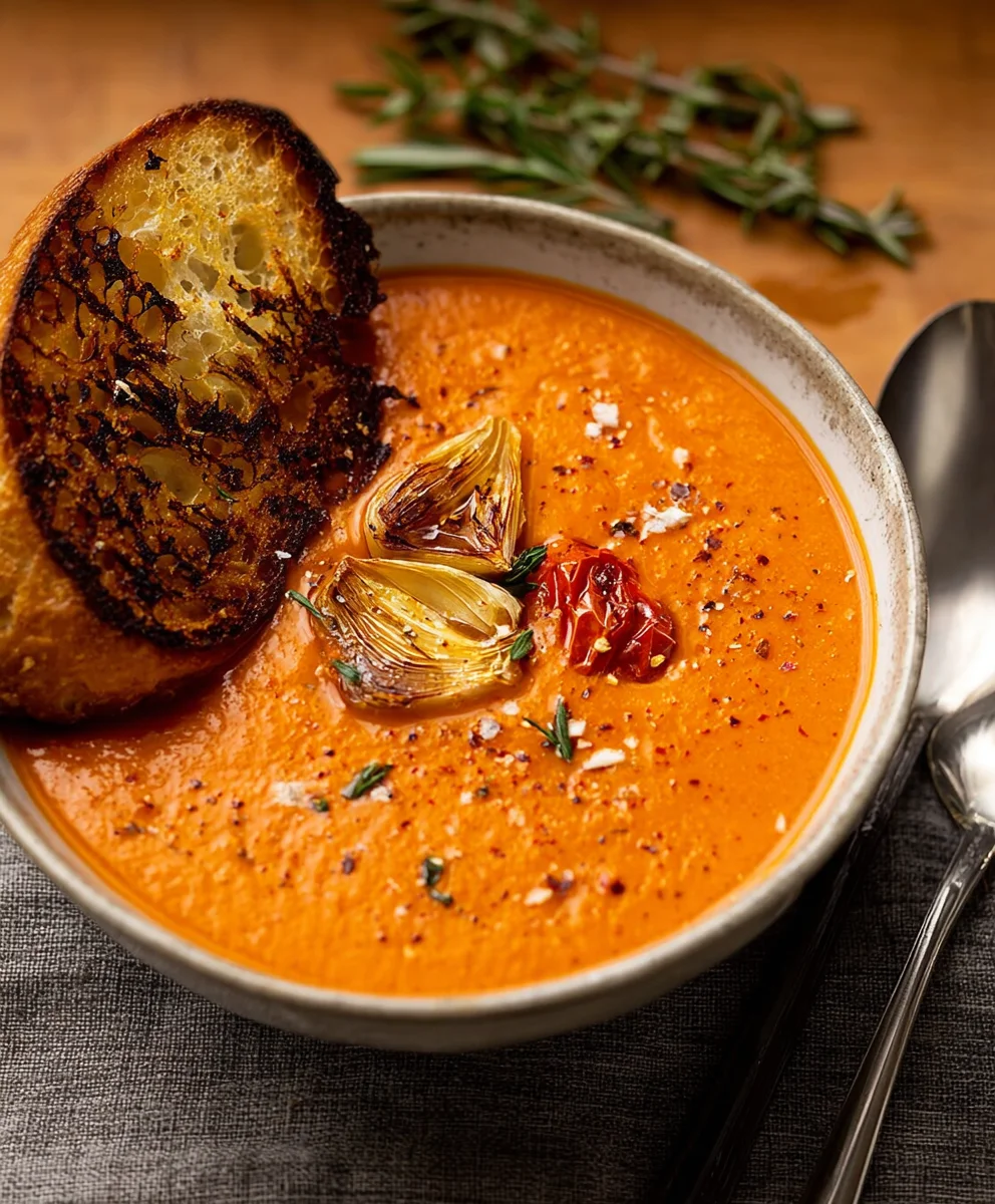 Creamy Roasted Garlic Tomato Soup-Easy & Delicious