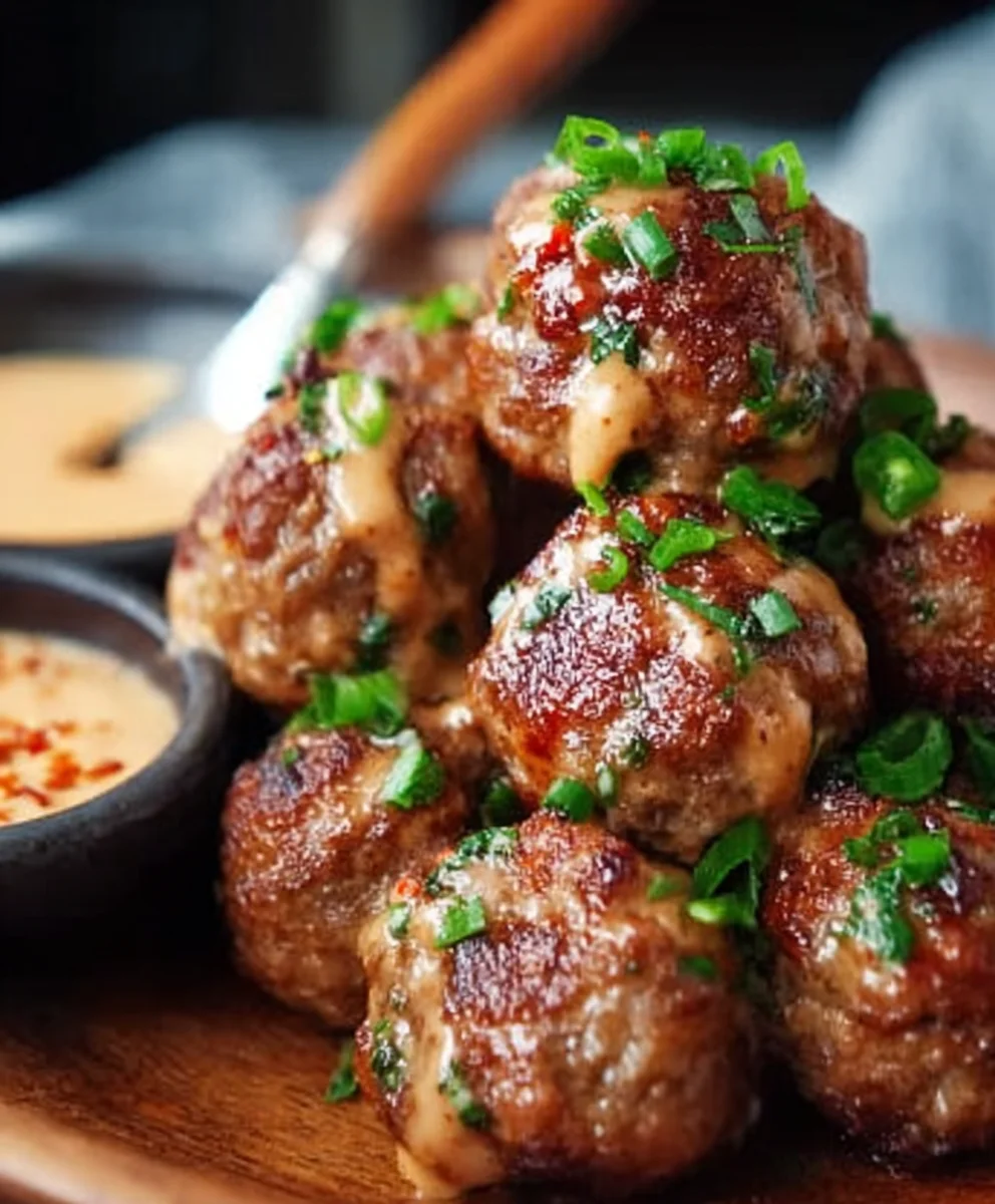 Korean BBQ Beef Meatballs Spicy Mayo Dip-Easy Recipe