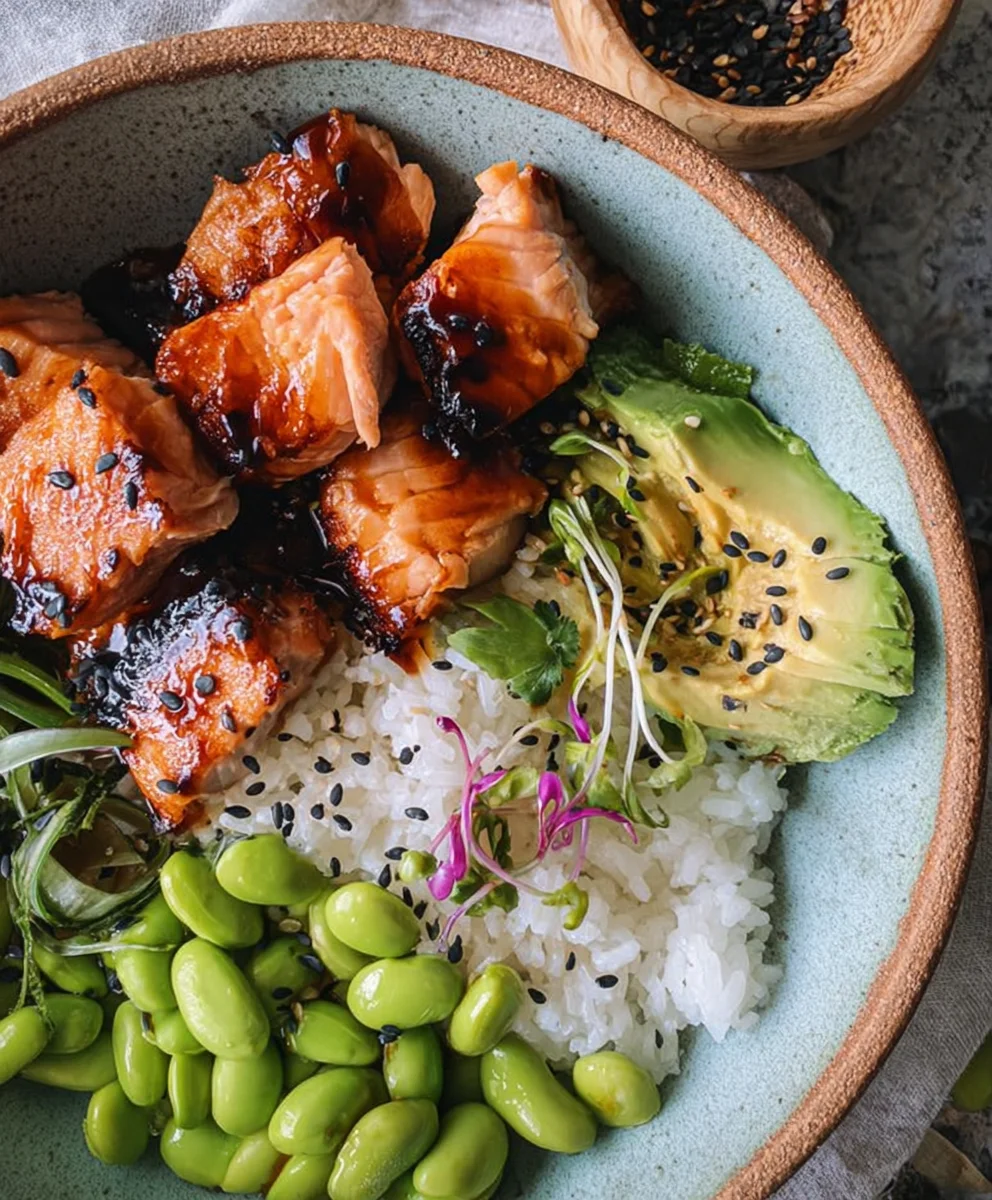 Easy Teriyaki Salmon Sushi Bowl - Gluten Free