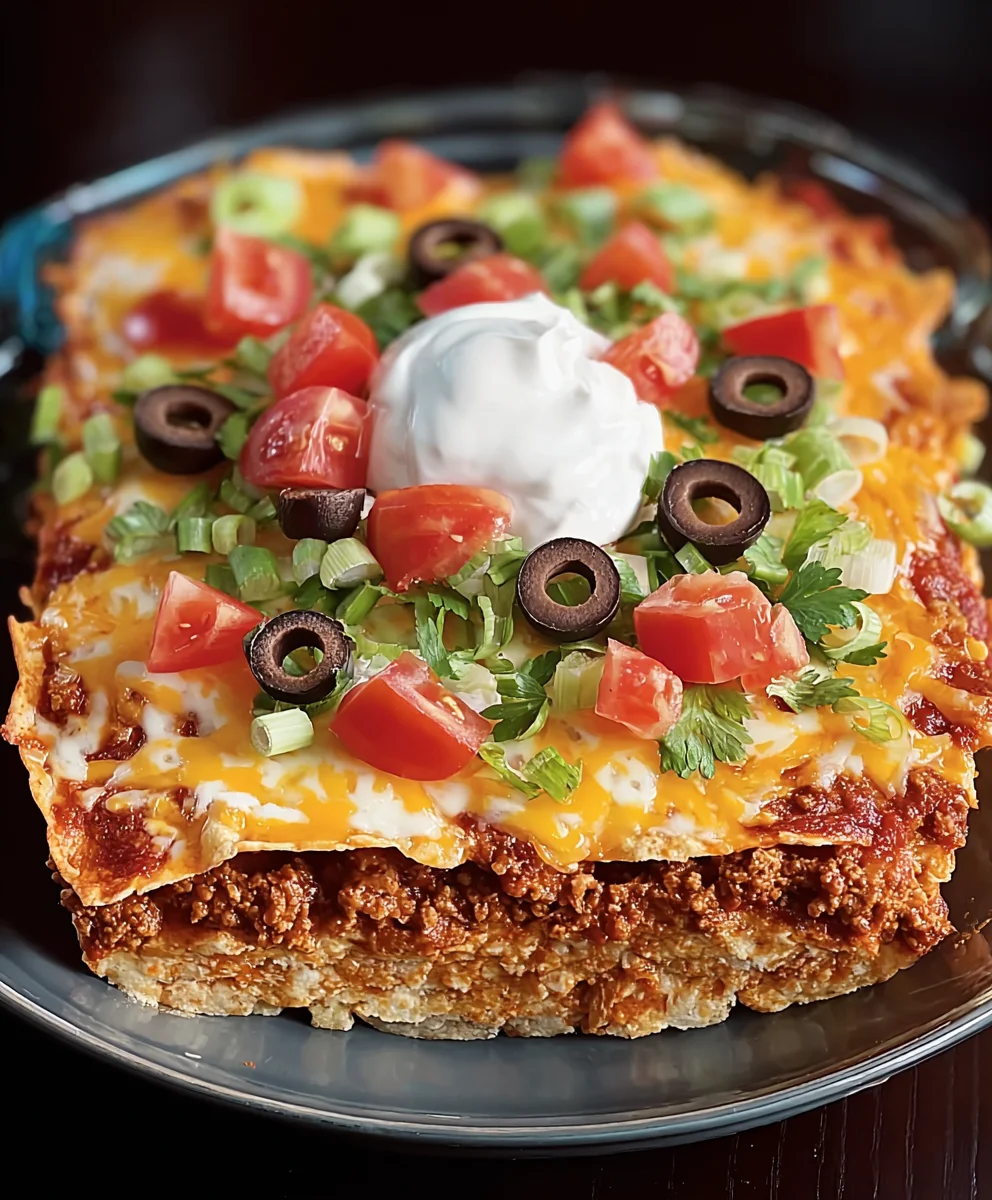 Easy Beef Layered Taco Bake Recipe