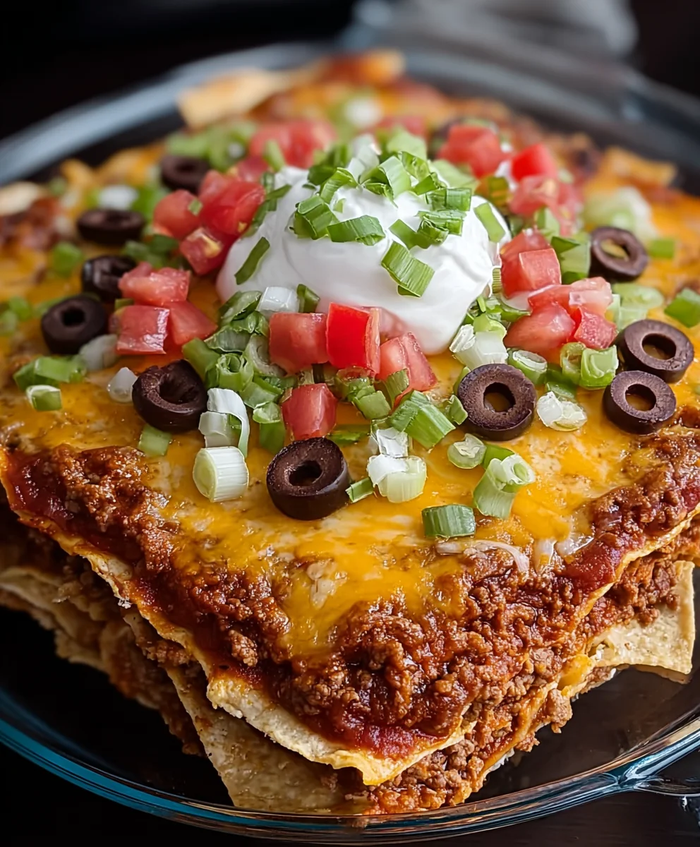 Easy Beef Layered Taco Bake Recipe