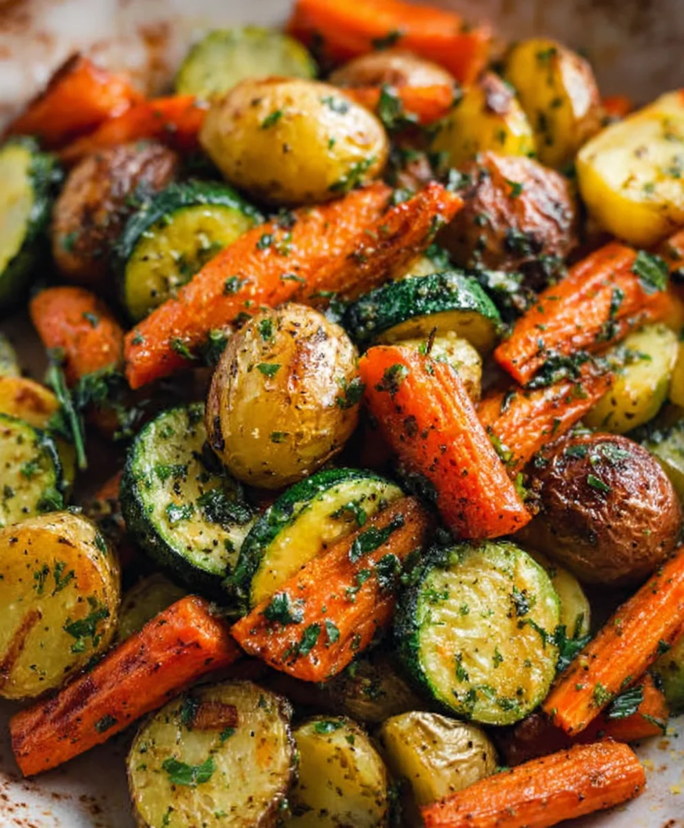 Garlic Herb Roasted Potatoes Carrots Zucchini Delight