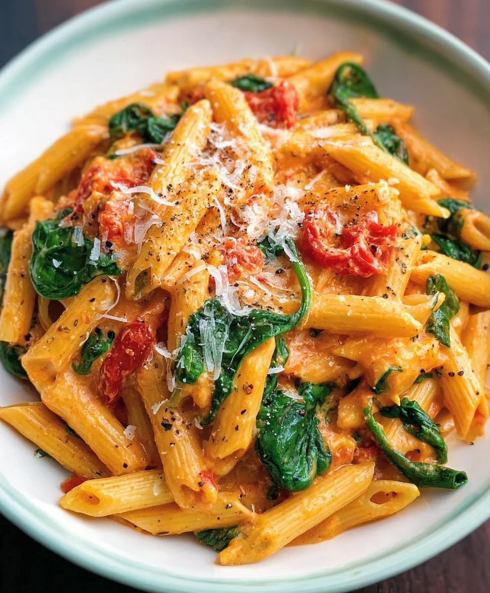 Creamy Tomato Spinach Pasta Recipe- Easy & Delicious