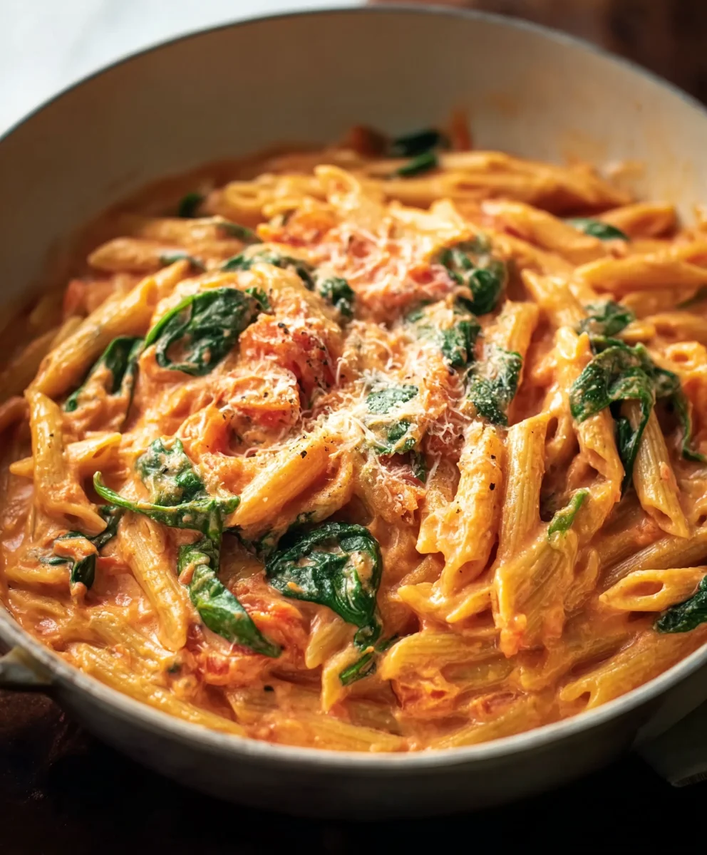 Creamy Tomato Spinach Pasta Recipe- Easy & Delicious