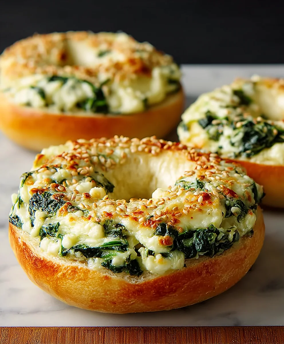 Cheesy Spinach Artichoke Bagels Easy Recipe