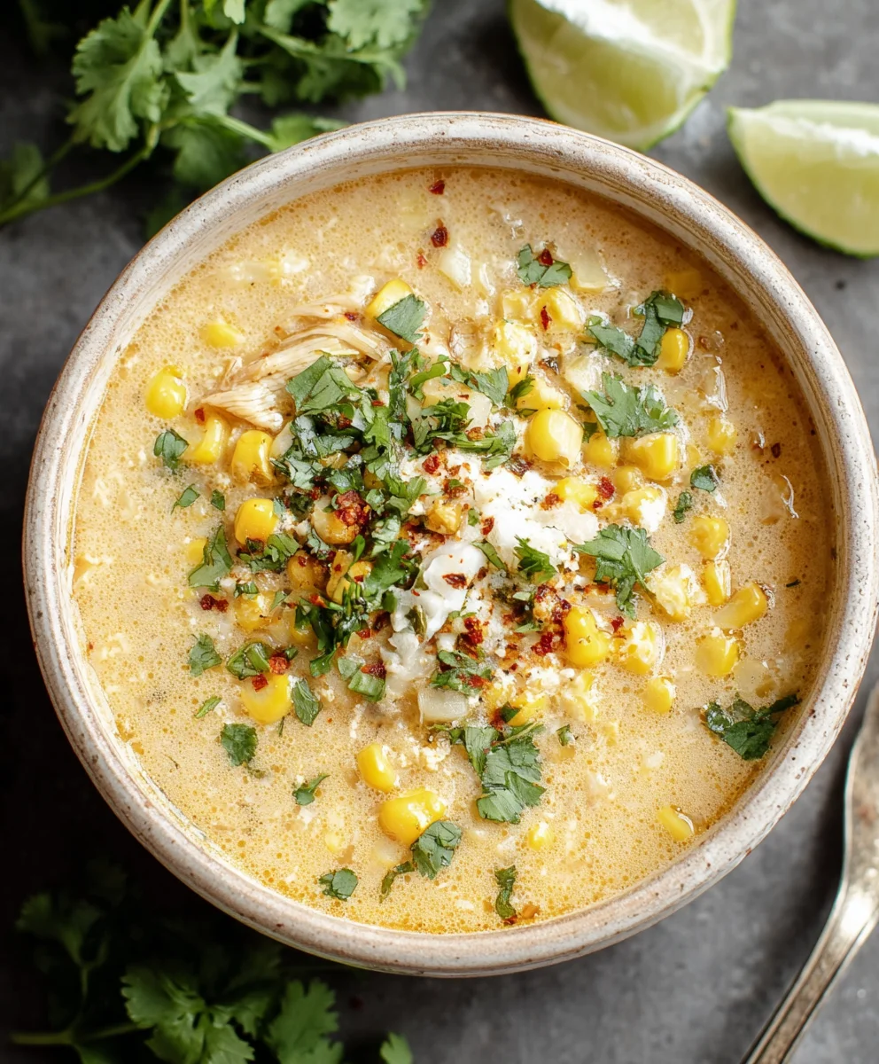 Spicy Mexican Street Corn Soup-Flavorful Comfort