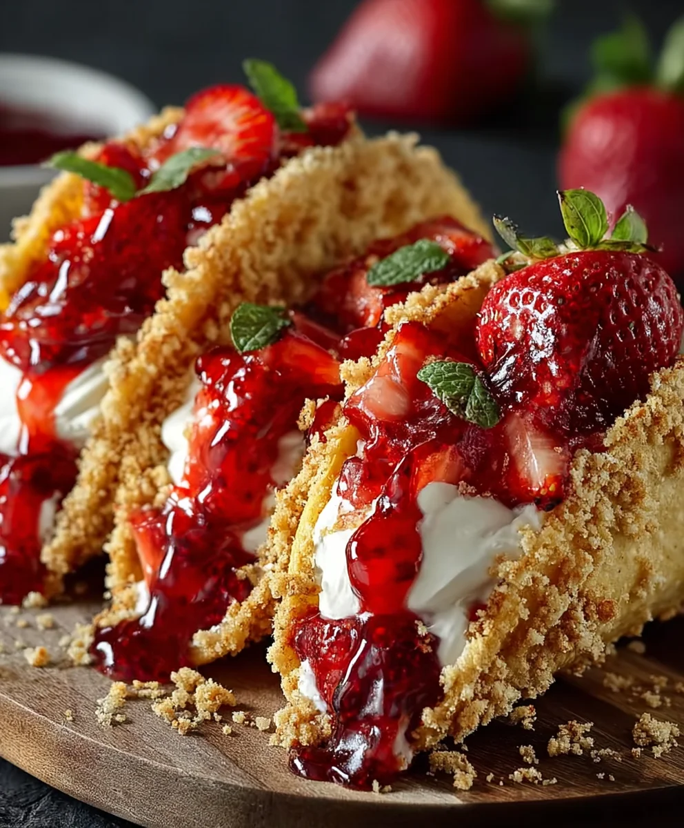 Strawberry Crunch Cheesecake Tacos - Delicious Dessert Idea