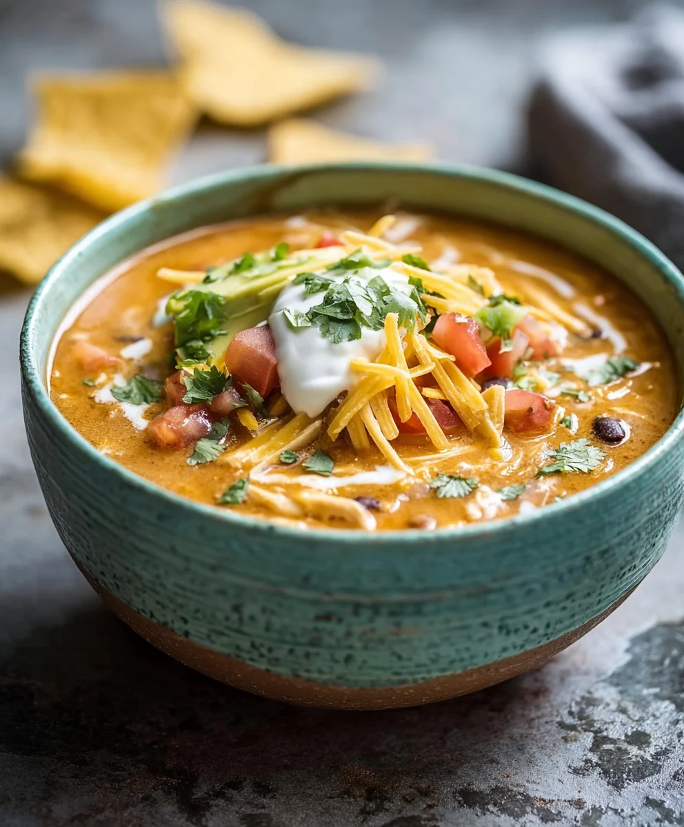 Creamy Chicken Enchilada Soup-Easy & Delicious