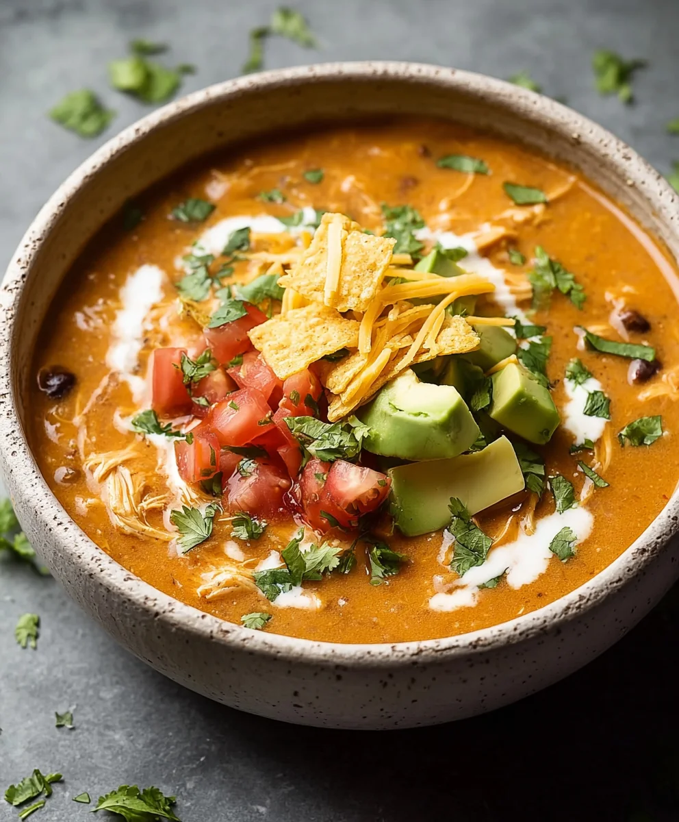 Creamy Chicken Enchilada Soup-Easy Recipe