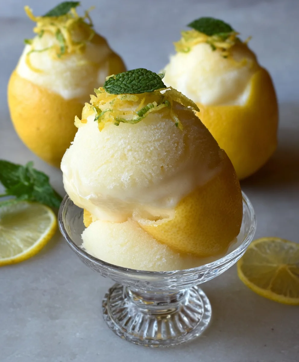 Frozen Lemon Shell Sorbetto - Refreshing Dessert