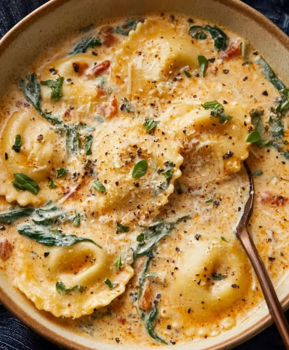 Creamy Tuscan Ravioli Soup - Easy Comfort Food Recipe
