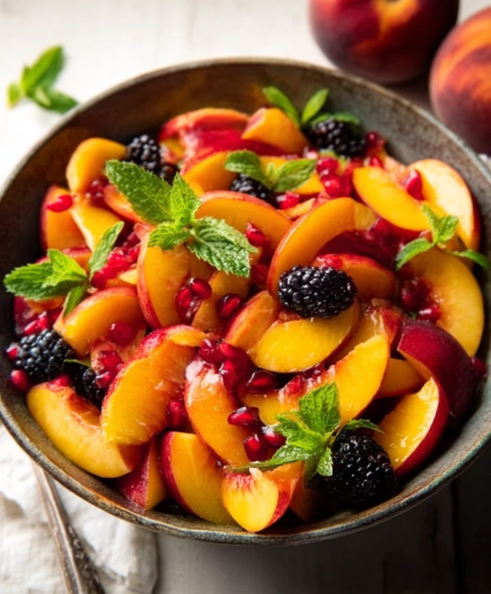 Juicy Beef Skewers with Honey-Glazed Peach Delight