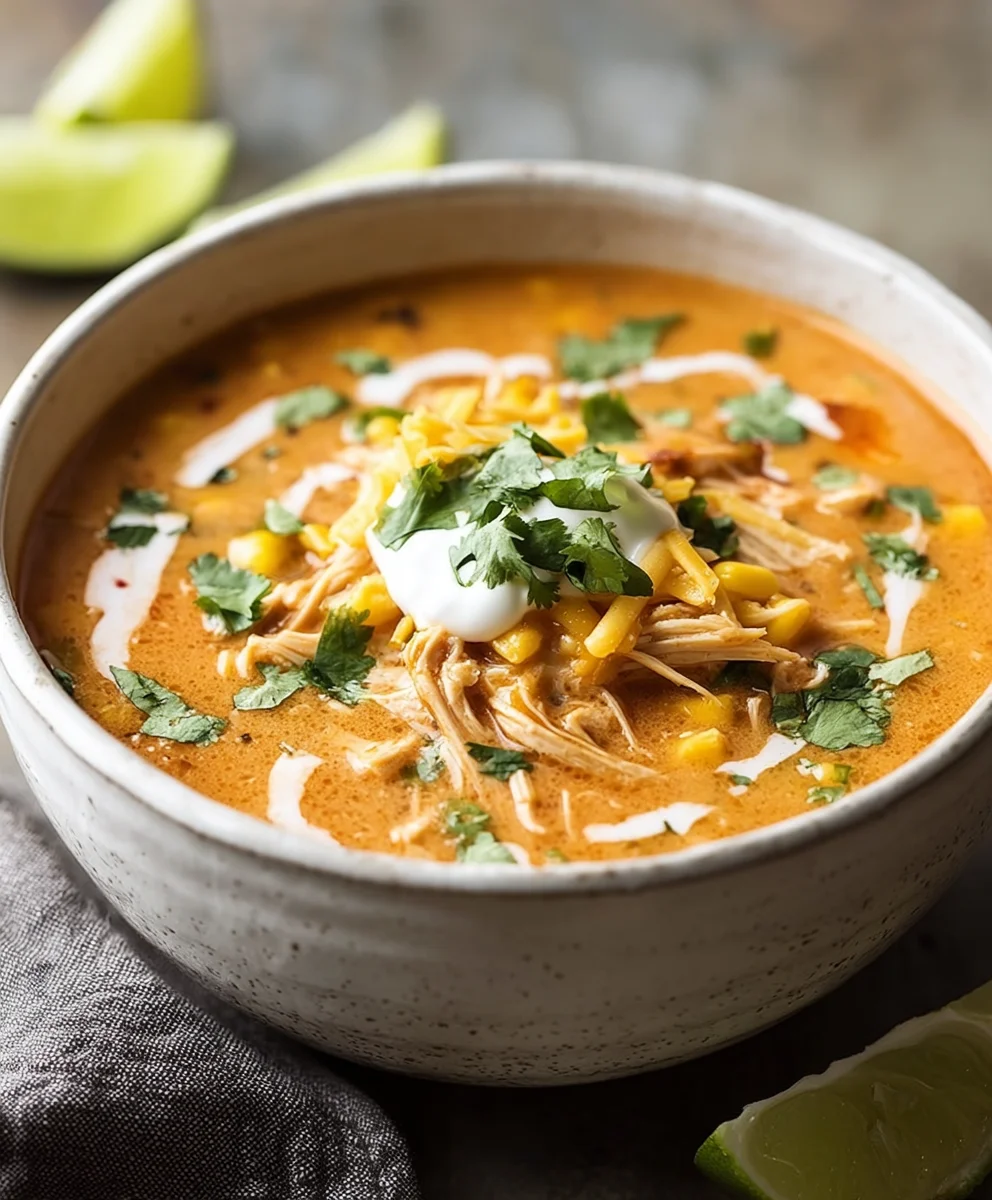 Creamy Chicken Enchilada Soup-Easy & Delicious