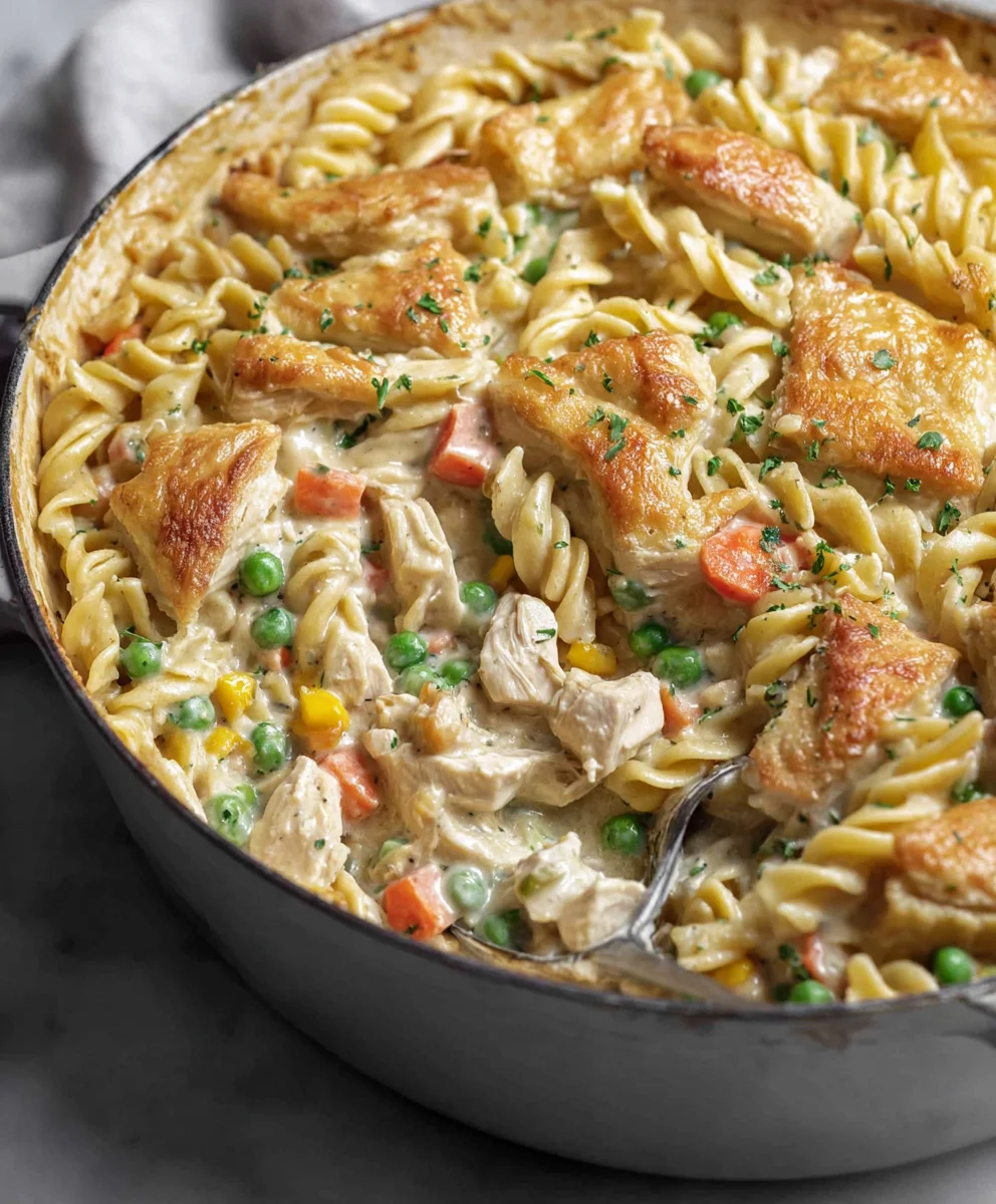 Easy Chicken Pot Pie Pasta Bake Recipe