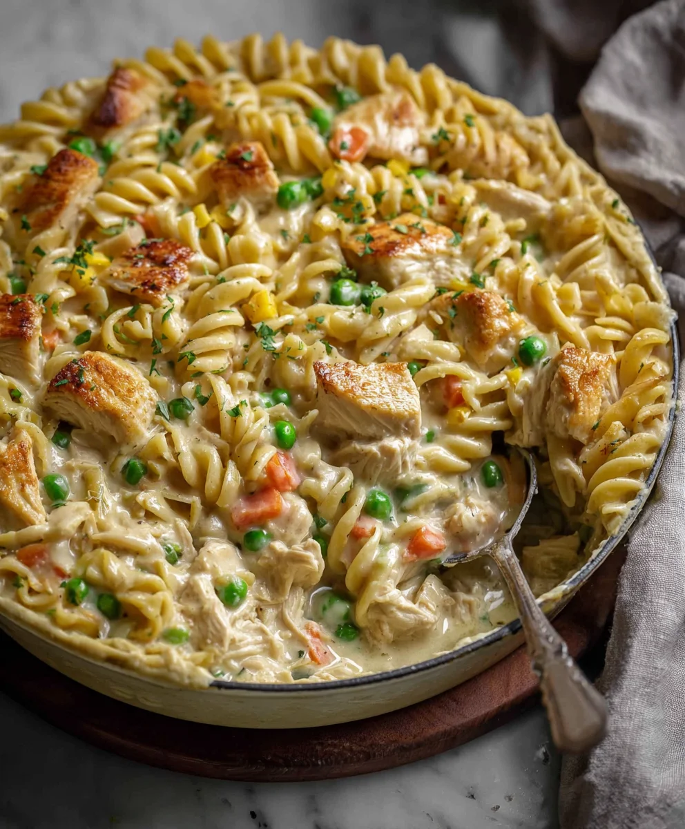 Easy Chicken Pot Pie Pasta Bake Recipe