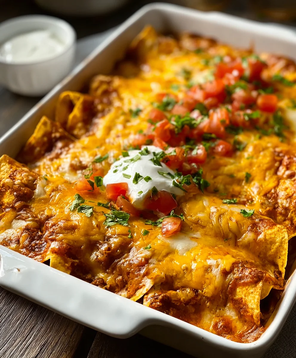 Easy Beef Tortilla Chip Enchiladas Recipe
