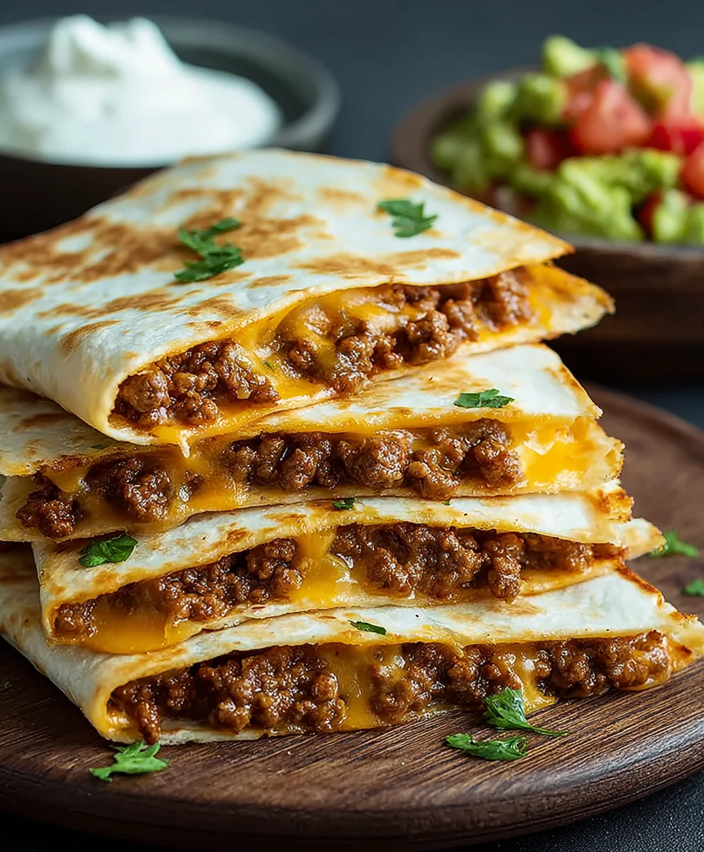 Easy Cheesy Ground Beef Quesadillas - Quick Meal