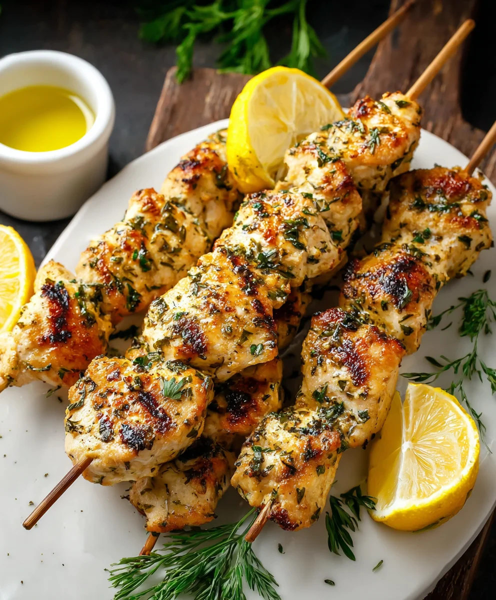 Lemon Herb Chicken Skewers- Easy Grilled Recipe