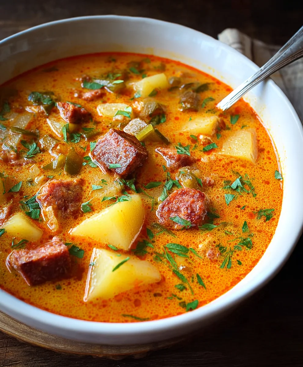Spanish Potato Beef Beef Chorizo Soup - Hearty & Flavorful