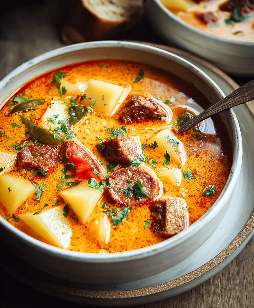 Spanish Potato Beef Beef Chorizo Soup - Hearty & Flavorful