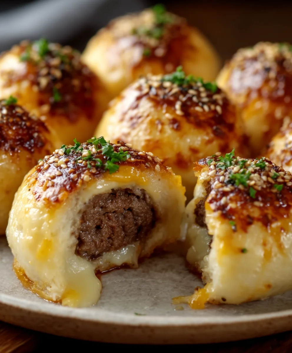 Garlic Parmesan Cheeseburger Bombs - Easy Beef Bites